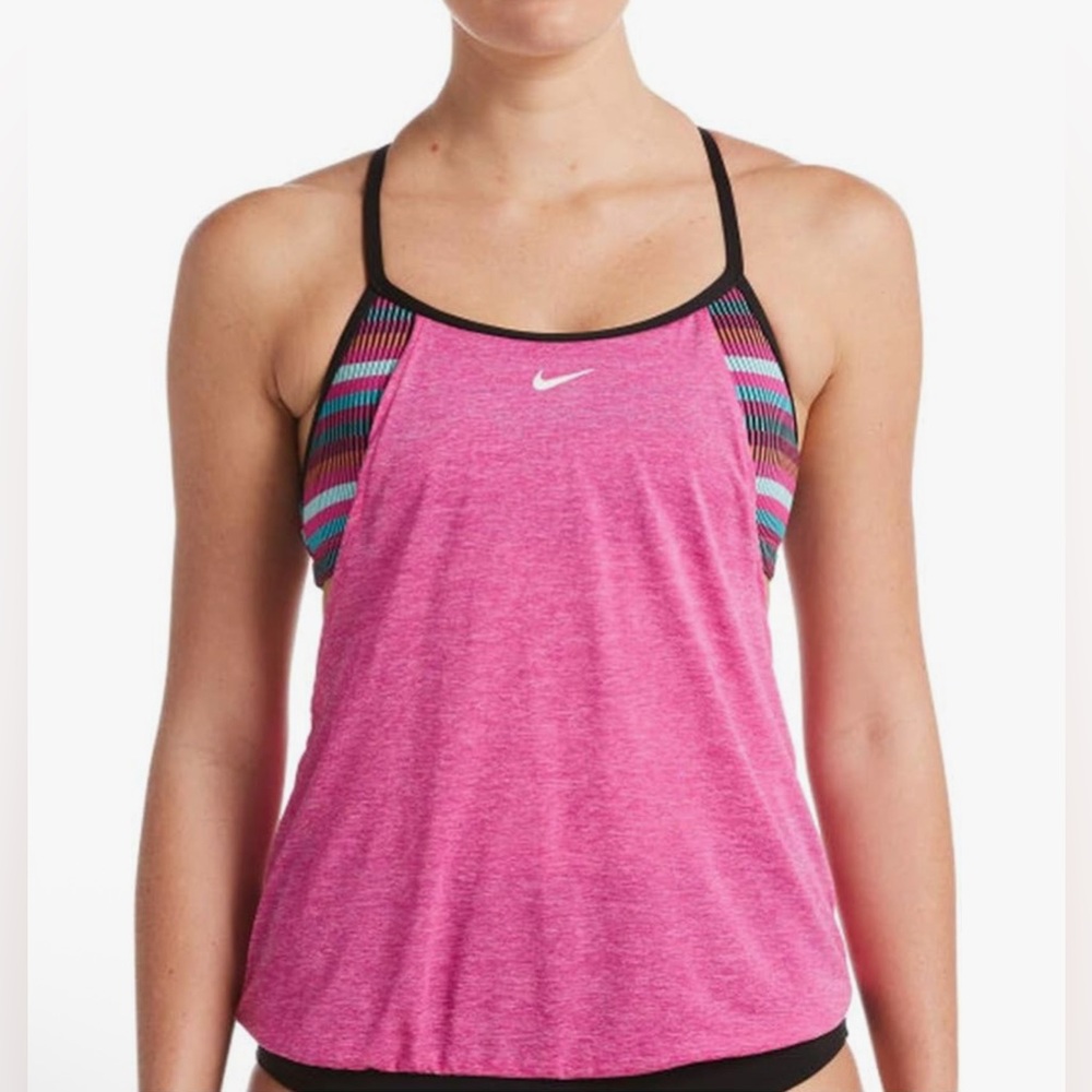 NIKE Texture Stripe Layered Tankini NWT